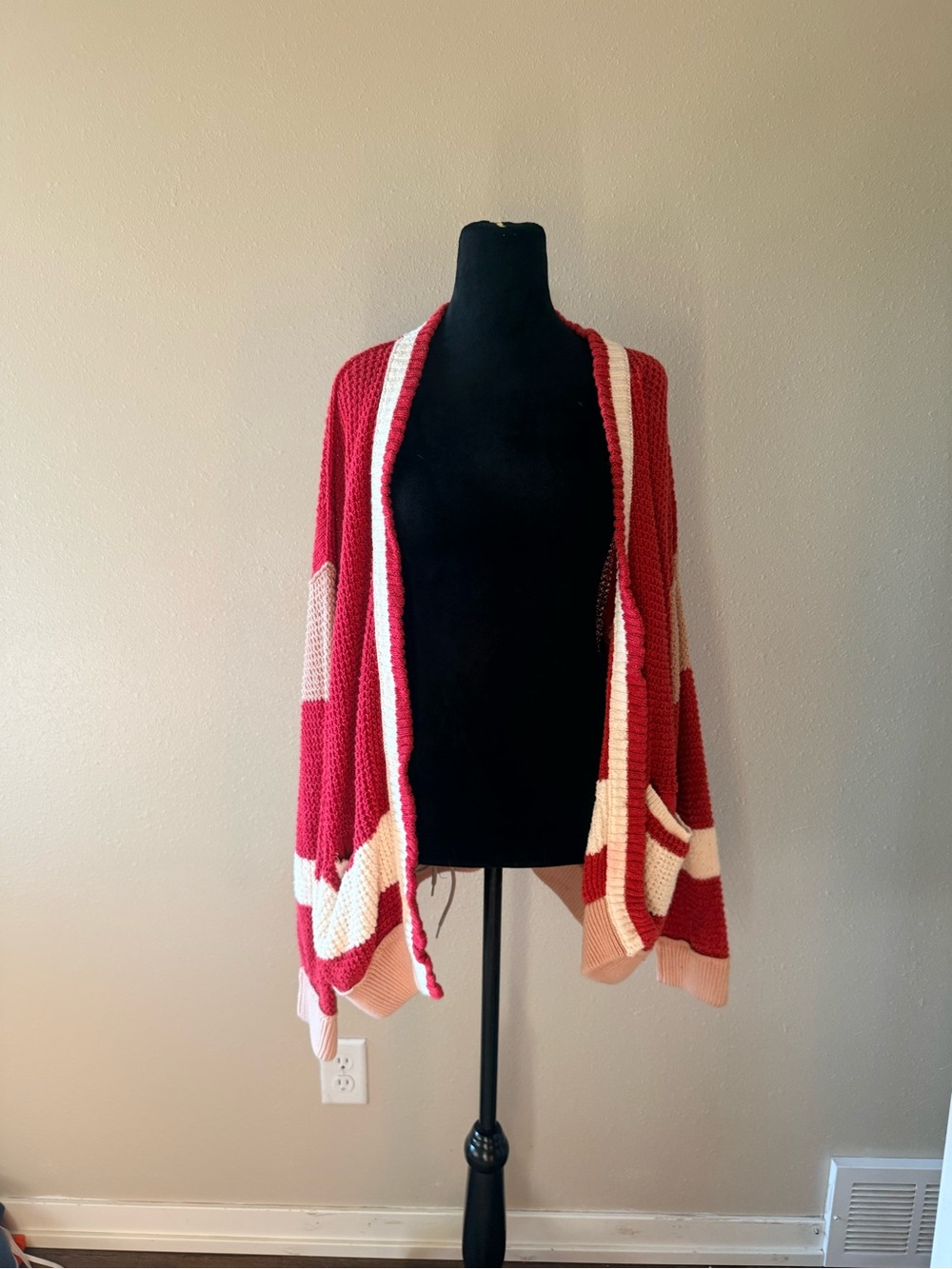 We the Free Chelsea Red Pink Slouchy Cardigan Small